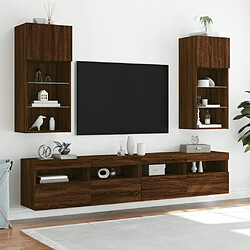 Avis Maison Chic Meuble TV avec lumières LED, Banc TV pour salon, Meuble de rangement chêne marron 40,5x30x90 cm -GKD73635