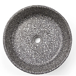 Pegane Vasque à poser / lavabo en ciment coloris noir et blanc finition mate - Diamètre 40 x Hauteur 15 cm