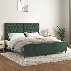 Maison Chic Lit adulte - Cadre Structure de lit avec tête de lit Contemporain Vert foncé 160x200 cm Velours -MN99759