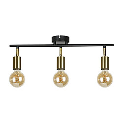 NETTLIFE 3 Spots de plafond vintage E27 lampe industrielle noir et or rétro pivotant moderne pour cuisine couloir salle à manger