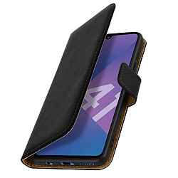 Avizar Housse Samsung Galaxy A41 Cuir Véritable Porte cartes Fonction Support Noir