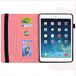 Wewoo Housse Étui Coque Pour iPad 10.2 pouces 2019 Motif mollet Etui en cuir gaufré à double rabatavec porte-carte et fentes cartes et fente stylo et bande élastique Rose pas cher