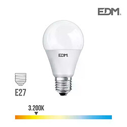 Edm Ampoule LED E27 7W Ronde A60 équivalent à 46W - Blanc Chaud 3200K