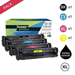 TONER SERVICES Compatible HP 207X Noir et couleurs XL - Pack de 4 cartouches (Avec puce)