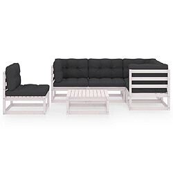 Avis Maison Chic Salon de jardin 6 pcs + coussins - Mobilier/Meubles de jardin - Table et chaises d'extérieur Bois de pin massif -MN63108