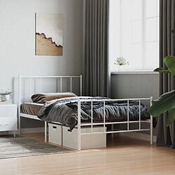 Maison Chic Lit adulte - Lit simple Cadre de lit métal avec tête de lit/pied de lit,Structure du lit Contemporain pour chambre blanc 100x190cm -MN93092 