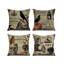 YP Select 4pcs Halloween Skull taie d'oreiller numérique imprimé lin taie d'oreiller jaune 45X45Cm