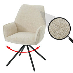 Decoshop26 Chaise de salle à manger avec accoudoir assise rotatif en tissu chenille crème cadre trépied 04_0006278