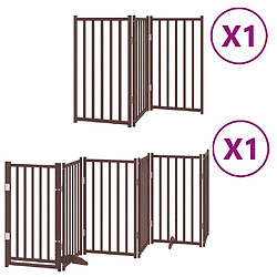 vidaXL Barrière pour chien porte pliable 9 panneaux bois de peuplier