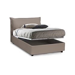 Autrement Talamo Italia Lit double Veronica avec conteneur, Made in Italy, en éco-cuir, 120x190 cm, avec ouverture frontale, Taupe, avec matelas inclus.