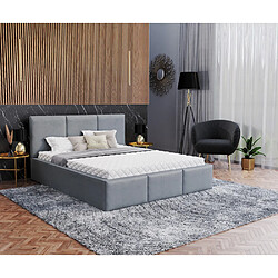 Kids Literie Lit Double Tesia 160x200 + coffre - Sommier inclus Gris clair