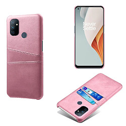 Coque en TPU + PU avec double porte-cartes or rose pour votre OnePlus Nord N100