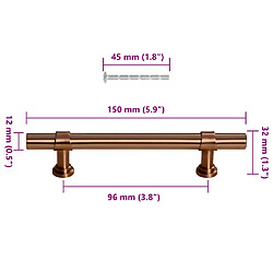 vidaXL Poignées d'armoire 10 pcs bronze 96 mm acier inoxydable pas cher