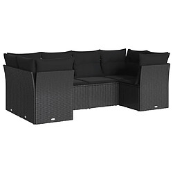 Maison Chic Salon de jardin 6 pcs avec coussins | Ensemble de Table et chaises | Mobilier d'Extérieur noir résine tressée -GKD14330