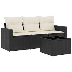 Maison Chic Ensemble de 4 Tables et chaises d'extérieur avec coussins,Salon de jardin noir résine tressée -GKD580515