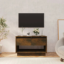 Maison Chic Meuble TV scandinave - Banc TV pour salon Chêne fumé 70x41x44 cm Aggloméré -MN68486