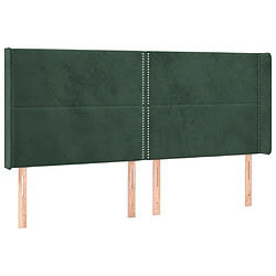 vidaXL Tête de lit avec oreilles Vert foncé 183x16x118/128 cm Velours