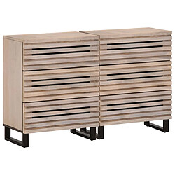 vidaXL Buffets 2 pcs 60x34x75 cm bois massif de manguier