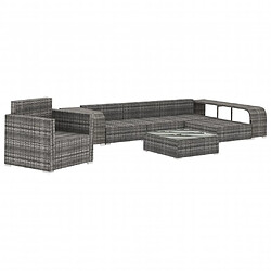 Avis Maison Chic Salon de jardin 8 pcs + coussins - Mobilier/Meubles de jardin - Table et chaises d'extérieur Résine tressée Gris -MN29192