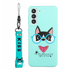 Coque en silicone motif dessin animé avec lanière bleu ciel pour votre Samsung Galaxy S22 5G