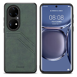 Coque en TPU + PU double porte-cartes, hybride vert pour votre Huawei P50 Pro