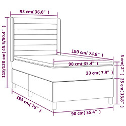 Vidaxl Sommier à lattes de lit matelas et LED Noir 90x190 cm Tissu pas cher