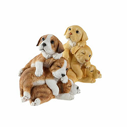 Figurine Décorative DKD Home Decor Chien Marron Résine Marron Clair Shabby Chic Chiots (20,5 x 17,5 x 20,5 cm) (2 Unités)