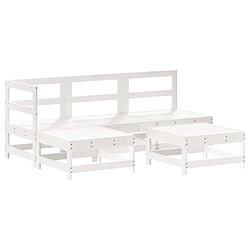 Avis Maison Chic Salon de jardin 5 pcs + coussins - Mobilier/Meubles de jardin - Table et chaises d'extérieur blanc bois massif -MN64666