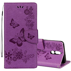 Wewoo Housse Étui Violet pour Huawei Mate 10 Lite Vintage Floral Motif de papillon en relief flip en cuir avec fente carte et titulaire portefeuille lanière