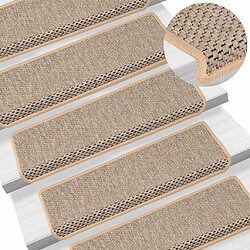 vidaXL Tapis d'escalier autocollants 15 pcs 65x21x4 cm Beige clair