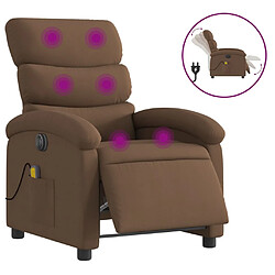 vidaXL Fauteuil inclinable de massage électrique marron tissu