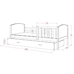 Avis Kids Literie Lit Enfant Tami 90x190 ( Sans Matelas ) Blanc - bleu Livré avec le sommiers et tiroir.