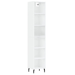 vidaXL Buffet haut Blanc brillant 34,5x32,5x180 cm Bois d'ingénierie