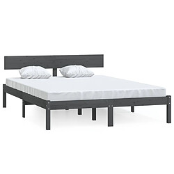 vidaXL Cadre de lit sans matelas gris bois massif 140x190 cm