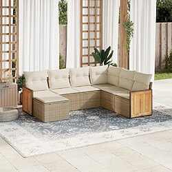 Maison Chic Salon de jardin avec coussins 7 pcs | Ensemble de Table et chaises | Mobilier d'Extérieur beige résine tressée -GKD85750