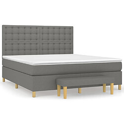 Maison Chic Lit adulte- Lit + matelas,Sommier à lattes de lit avec matelas Gris foncé 180x200cm Tissu -GKD56203