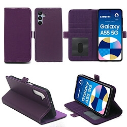 Xeptio Housse violette pour Samsung Galaxy A55 5G Etui de Protection Portefeuille à Rabat avec Porte Cartes