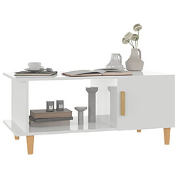 Avis vidaXL Table basse Blanc brillant 90x50x40 cm Bois d'ingénierie