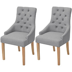 Decoshop26 Lot de 2 chaises de salle à manger cuisine style moderne en tissu gris clair CDS020481