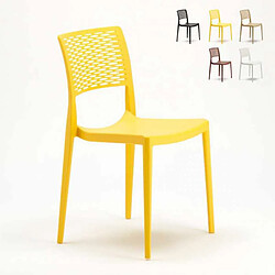 Ahd Amazing Home Design Chaise pour salle à manger Bar et Jardin en Polypropylène Empilable et Légère Cross, Couleur: Jaune 