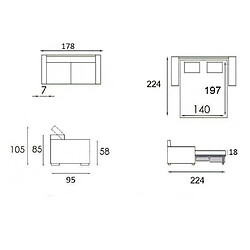 Avis Inside 75 Canapé lit 3 places MONTMARTRE en microfibre graphite couchage 140cm convertible express MATELAS 18CM