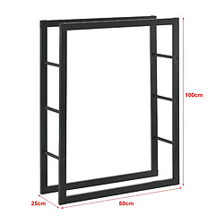 Avis Helloshop26 Range-bûches pour usage intérieur extérieur porte-bûches design support rangement bois de chauffage en acier 80 x 25 x 100 cm noir 03_0006302