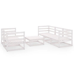 Maison Chic Salon de jardin 6 pcs - Table et chaises d'extérieur - Mobilier/Meubles de jardin Moderne Blanc Bois de pin massif -MN60794