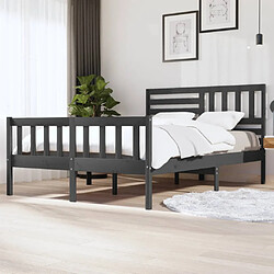 vidaXL Cadre de lit sans matelas gris bois massif