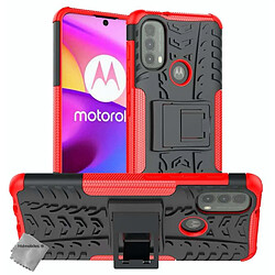 Htdmobiles Coque rigide anti choc pour Motorola Moto E20 / E30 / E40 + film ecran - ROUGE