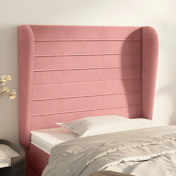 Maison Chic Tête de lit scandinave avec oreilles,meuble de chambre Rose 103x23x118/128 cm Velours -MN44790