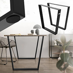 ML DESIGN MODERN LIVING Set de 2 pieds de table en acier noir patins de table style industriel 75x72 cm