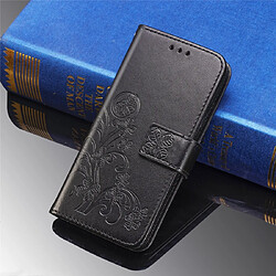 Wewoo Housse Coque Pour Moto E6 Etui en cuir avec protection téléphone portable boucle relief à gaufrée et porte-cartesporte-monnaie et support Noir