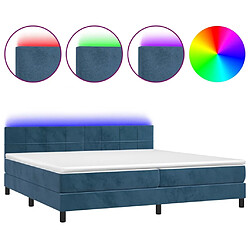 Sommier à lattes LED,Cadre à lattes de lit avec matelas pour Adulte Bleu foncé 200x200 cm -MN48314