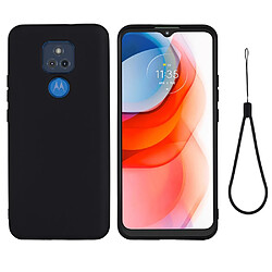 Coque en silicone Liquide de couleur unie avec sangle souple noir pour votre Motorola Moto G Play (2021)